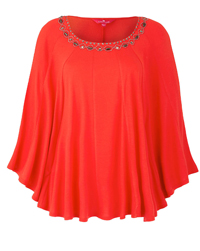 Together ORANGE Beaded Jersey Cape Top - Size 10 to 30 Together ORANGE Beaded Jersey Cape Top - Size 10 to 30