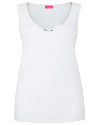Together WHITE Sequin Trim Jersey Top - Plus Size 22 to 32 Together WHITE Sequin Trim Jersey Top - Plus Size 22 to 32