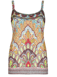 P3rUna MULTI Peacock Printed Strappy Top - Size 8 to 22 P3rUna MULTI Peacock Printed Strappy Top - Size 8 to 22