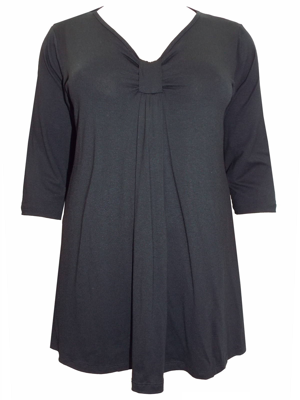 Captive Curve - - Captive Curve BLACK Tab Neck 3/4 Sleeve Jersey Tunic ...