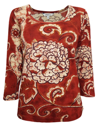 M&Co ORANGE Pure Cotton Ethnic Paisley Print Top - Size Small to XXLarge M&Co ORANGE Pure Cotton Ethnic Paisley Print Top - Size Small to XXLarge