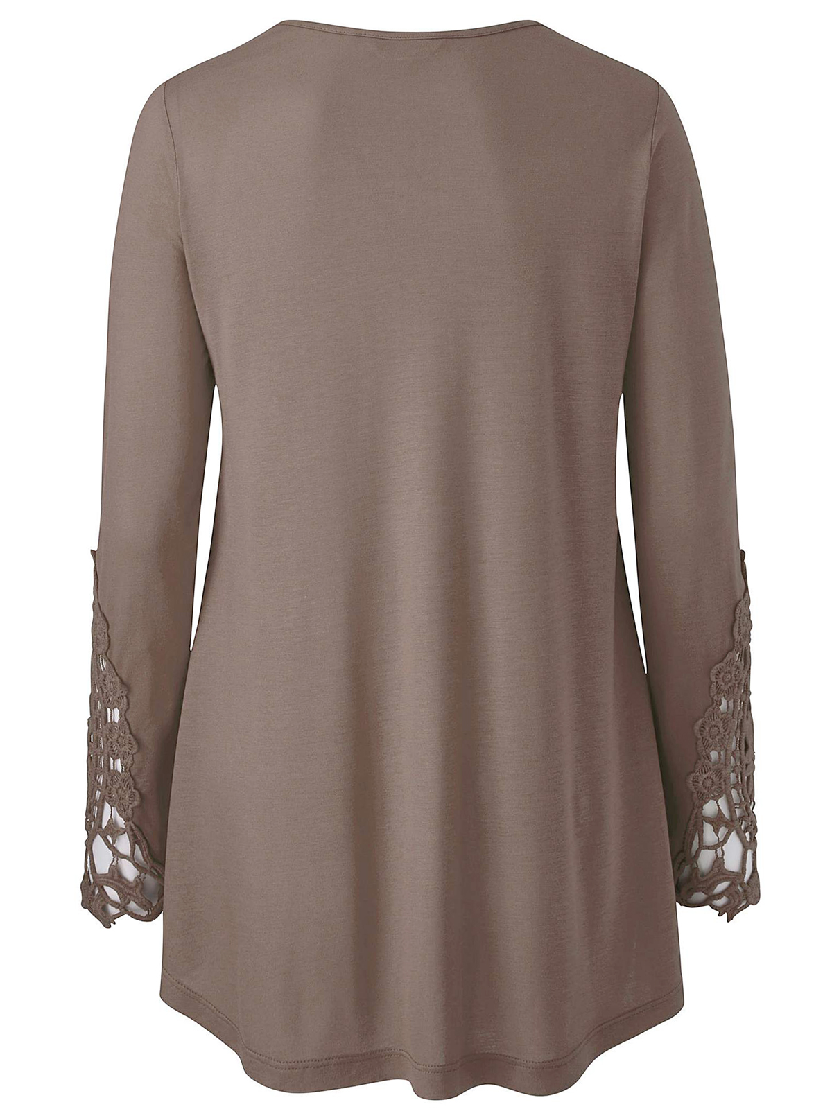 TAUPE Lace Sleeve Jersey Top Plus Size 12 to 20
