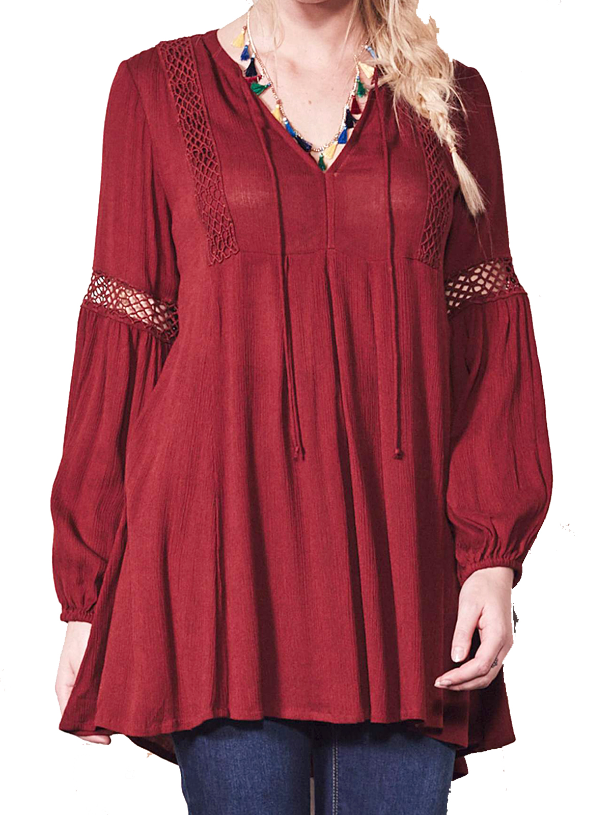 Plus Size Wholesale Clothing By Simply Be Simplybe Rust Lace Panel Smock Tunic Plus Size 