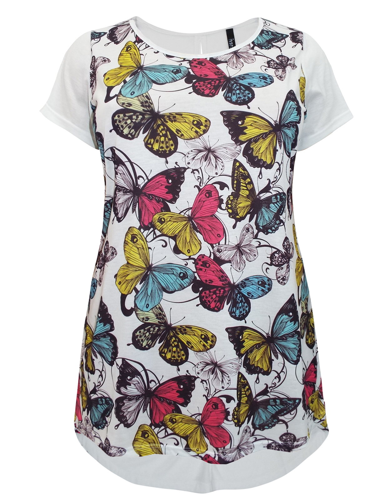 Plus Size wholesale clothing by INS SHOP - - WHITE Butterfly Print Dip ...