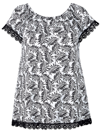 Anthology BLACK Palm Print Gypsy Top - Plus Size 16 to 32 Anthology BLACK Palm Print Gypsy Top - Plus Size 16 to 32