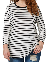 Capsule WHITE Long Sleeve Striped Top - Size 10 to 32 Capsule WHITE Long Sleeve Striped Top - Size 10 to 32