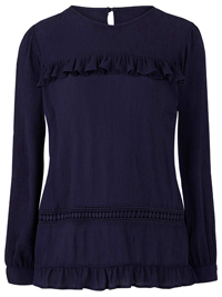 Capsule INDIGO Ruffle Trim Crinkle Blouse - Plus Size 14 to 30 Capsule INDIGO Ruffle Trim Crinkle Blouse - Plus Size 14 to 30