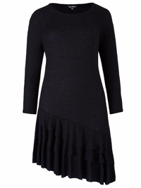 Capsule BLACK Asymmetric Frill Jersey Tunic - Plus Size 16 to 30 Capsule BLACK Asymmetric Frill Jersey Tunic - Plus Size 16 to 30