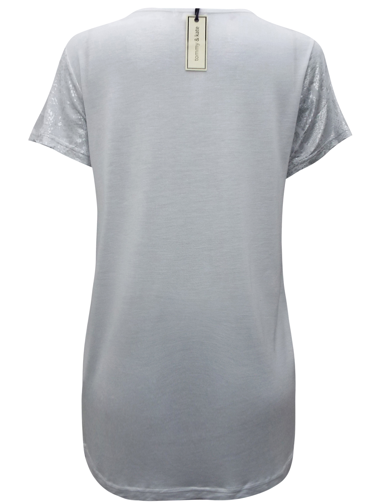 Tommy & Kate - - Tommy&Kate WHITE Foil Print Short Sleeve Top - Plus ...