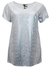 Tommy&Kate WHITE Foil Print Short Sleeve Top - Plus Size 12/14 to 20/22 Tommy&Kate WHITE Foil Print Short Sleeve Top - Plus Size 12/14 to 20/22