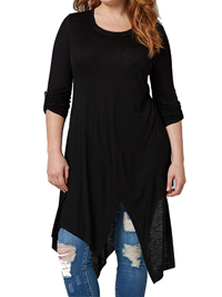 Capsule BLACK Wrap Overlap Asymmetric Hem Tunic Dress - Plus Size 20 to 32 Capsule BLACK Wrap Overlap Asymmetric Hem Tunic Dress - Plus Size 20 to 32