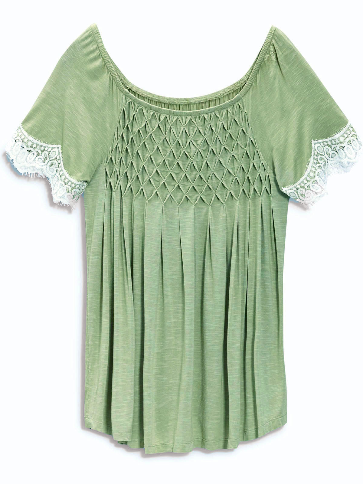 N3xt GREEN Off Shoulder Smock Top - Size 6 to 22
