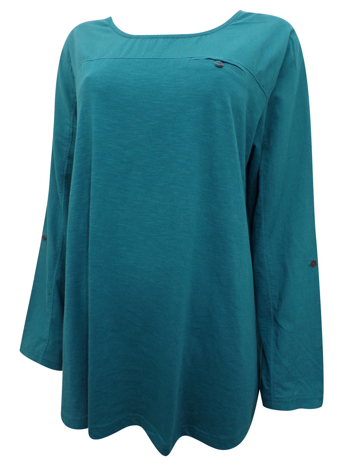 S.Oliver - Triangle - - Triangle TEAL Pure Cotton Panelled Roll Sleeve ...