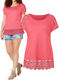 Capsule ROSE Crochet Shoulder Hem Trim Top - Size 10 to 32 Capsule ROSE Crochet Shoulder Hem Trim Top - Size 10 to 32