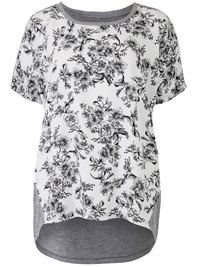 Capsule WHITE Floral Woven Front Dipped Hem Jersey Top - Plus Size 14 to 24 Capsule WHITE Floral Woven Front Dipped Hem Jersey Top - Plus Size 14 to 24