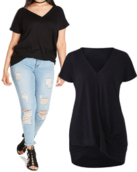 Capsule BLACK V-Neck Twist Jersey Top - Plus Size 12 to 28 Capsule BLACK V-Neck Twist Jersey Top - Plus Size 12 to 28