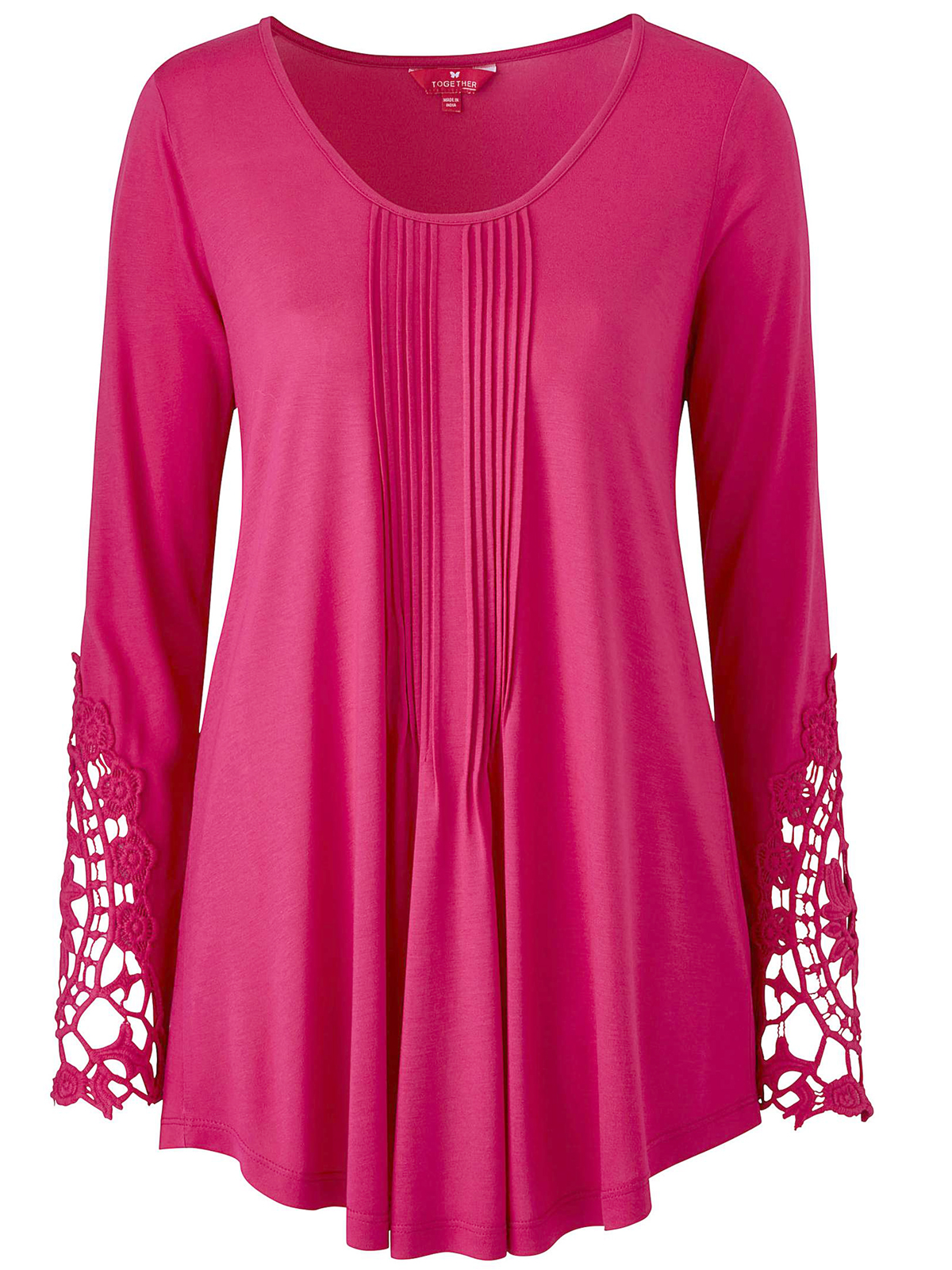Together PINK Lace Sleeve Jersey Top - Plus Size 12 to 32
