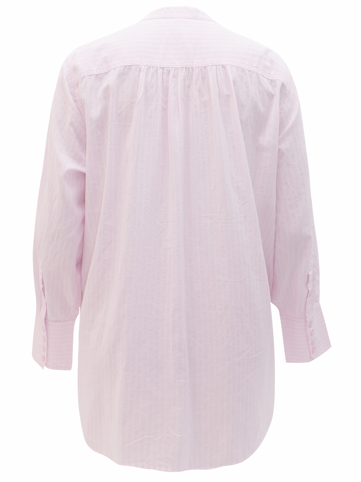 Woman Within - - Woman Within PINK Pure Cotton Striped Collarless Shirt ...