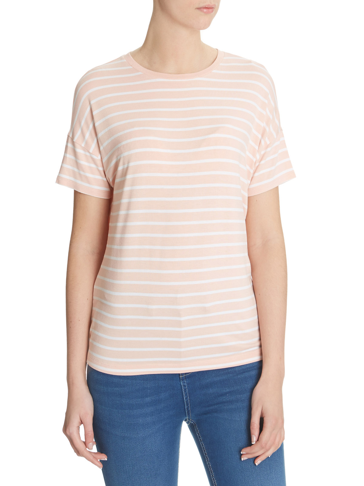 Dunn3s BLUSH Short Sleeve Striped Jersey T-Shirt - Size 10 to 18
