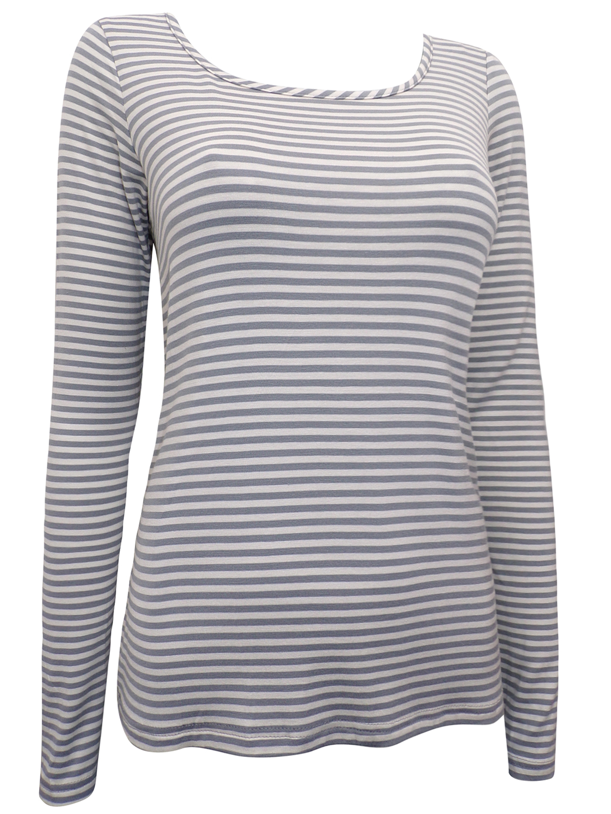 Pure Collection - - PureCollection Light GREY Long Sleeve Striped ...
