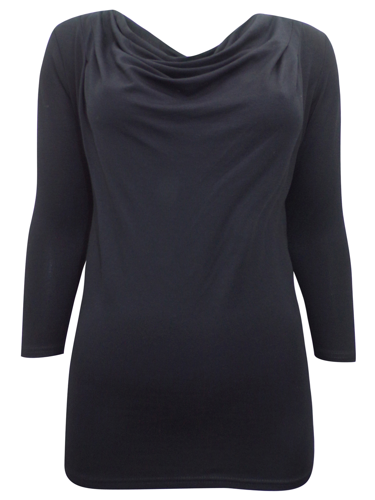 Pure Collection - - Pure BLACK Cowl Neck 3/4 Sleeve Jersey Top - Size 8 ...