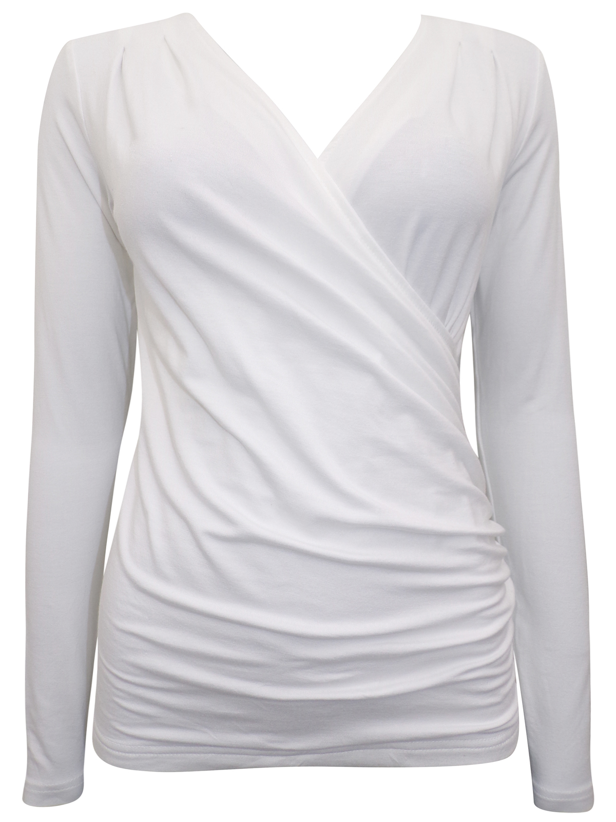 Download Pure Collection - - Pure WHITE Mock Wrap Long Sleeve Jersey Top - Size 8 to 18
