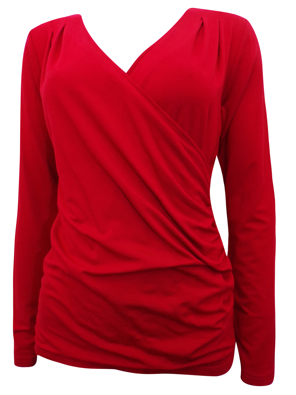 Pure Collection - - Pure RED Mock Wrap Long Sleeve Jersey Top - Size 8 ...