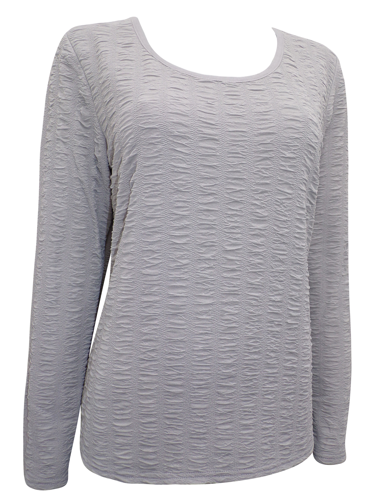 //text.. - - GREY Waffle Textured Long Sleeve Top - Size Small to XLarge