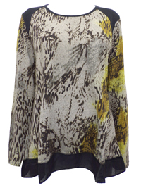 GREEN Animal Print Sheer Hem Top - Size 12 to 18 Small to XLarge GREEN Animal Print Sheer Hem Top - Size 12 to 18 Small to XLarge