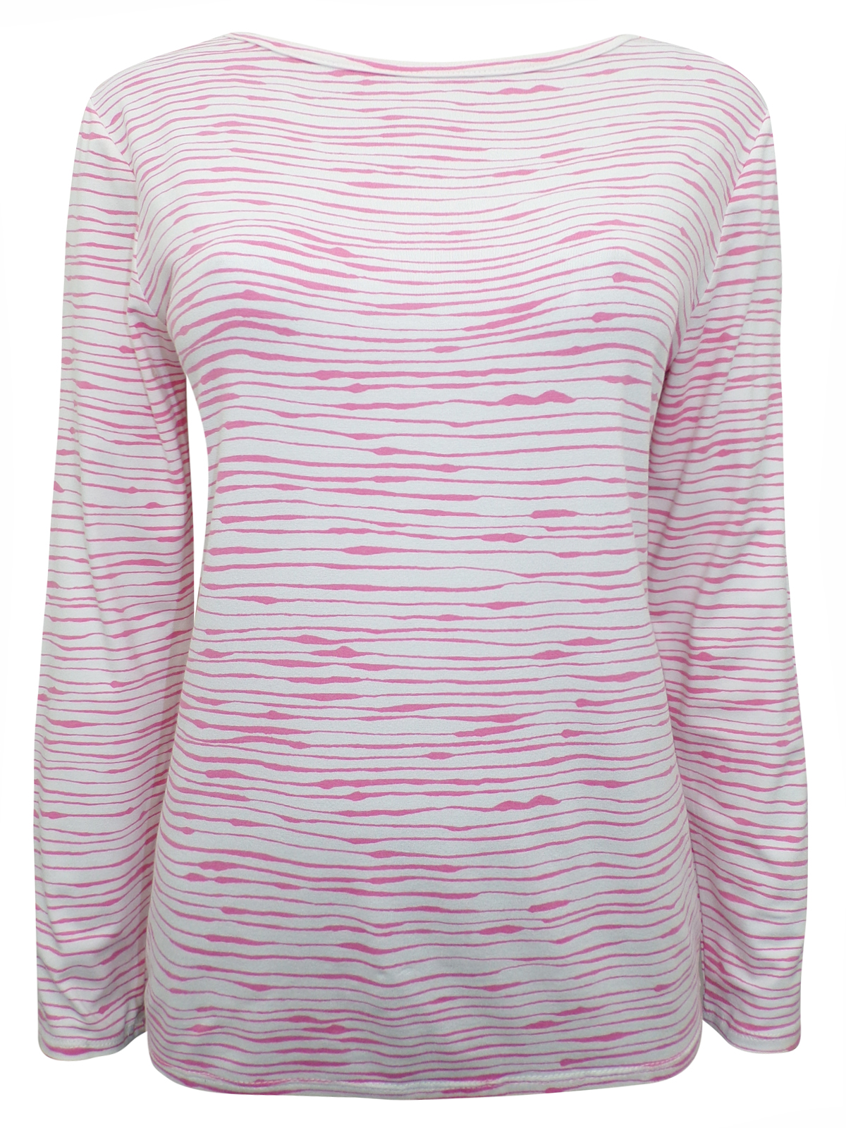 First Avenue PINK Striped Long Sleeve Jersey Top - Size 10 to 14