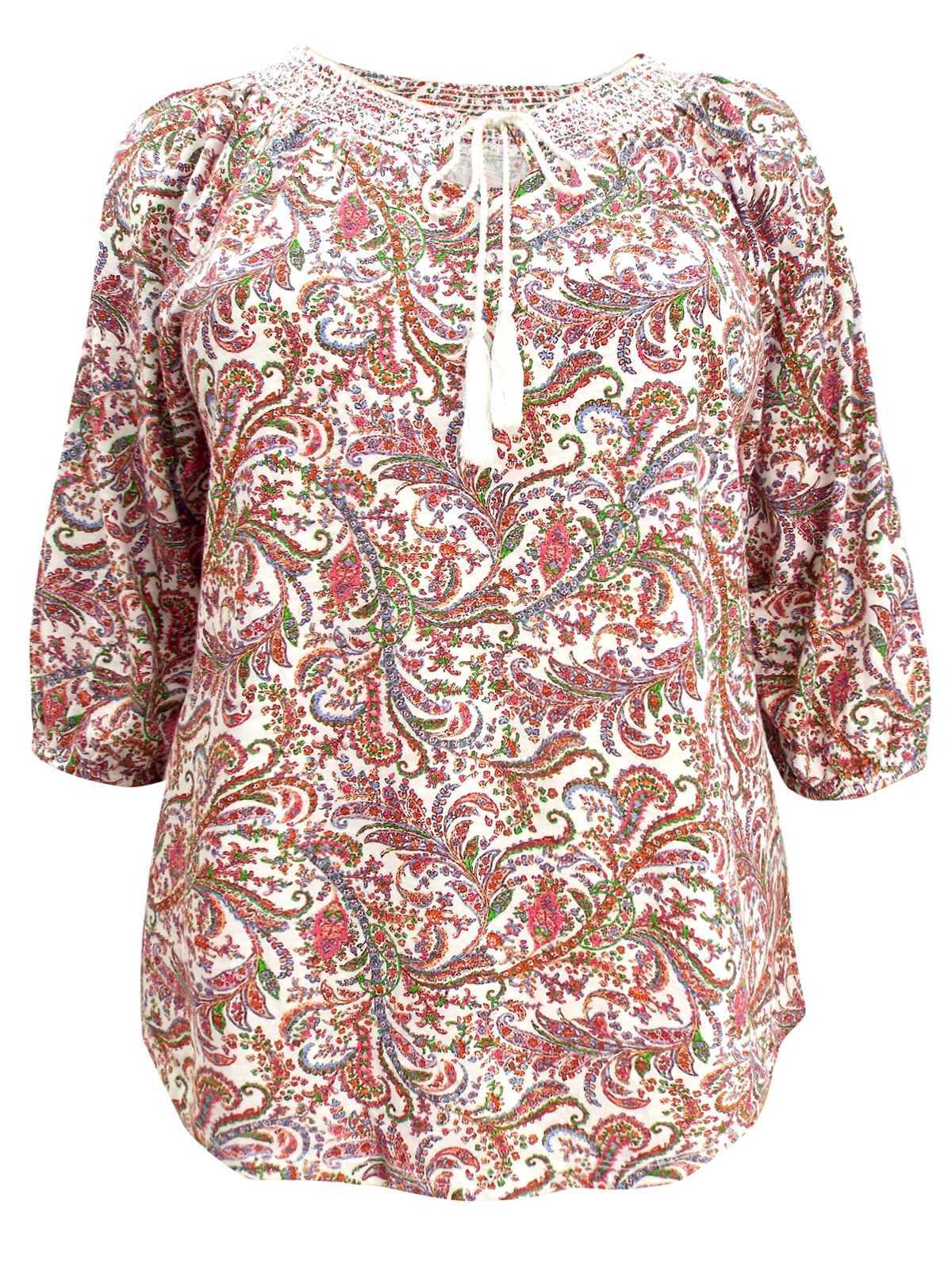 Ruff Hewn - - Ruff Hewn PINK Leaf Print Smocked Gypsy Top - Plus Size ...