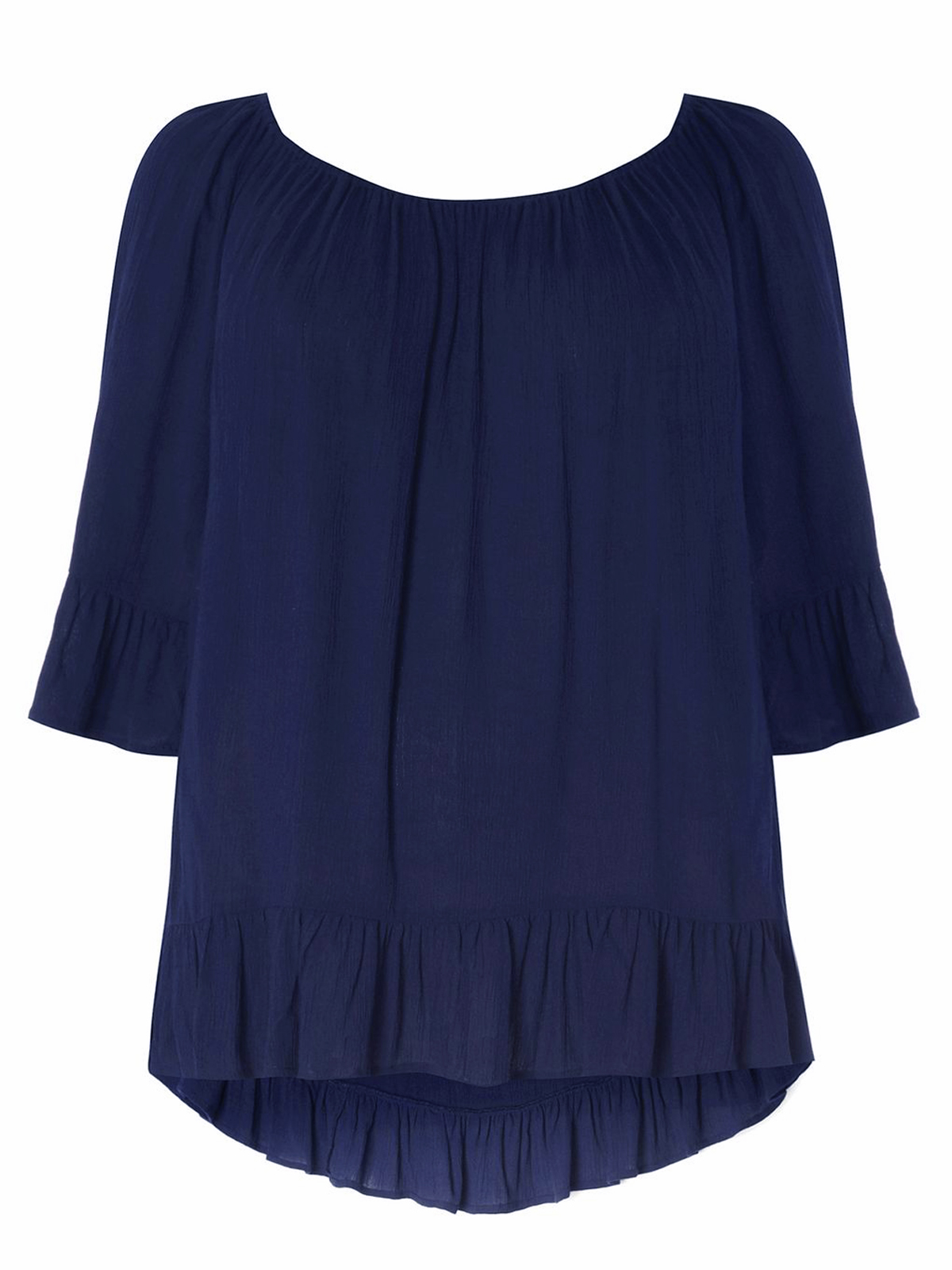 NAVY Frill Sleeve Gypsy Top - Plus Size 20 to 30