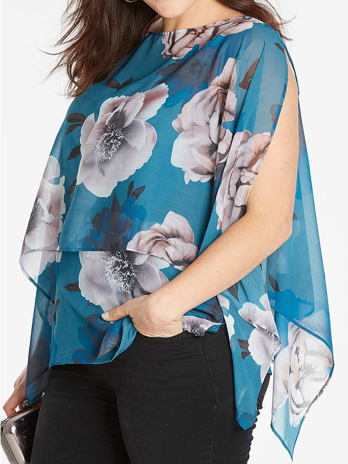 Rowan Plus Size Floral Split Neck Blouse