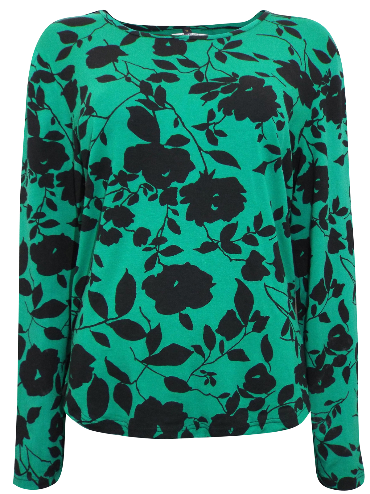 GREEN Floral Print Long Sleeve Top - Size 12 to 16