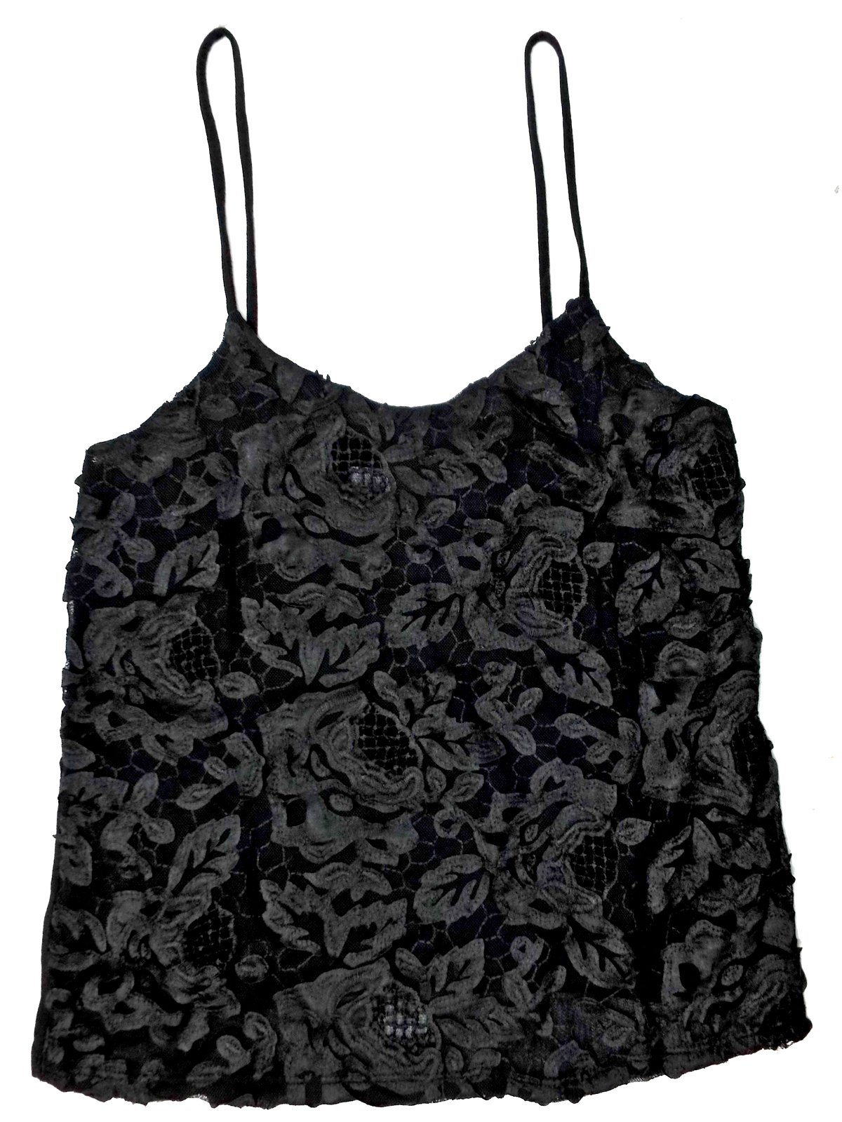 BLACK Lace Front Strappy Top - Size 6 to 12