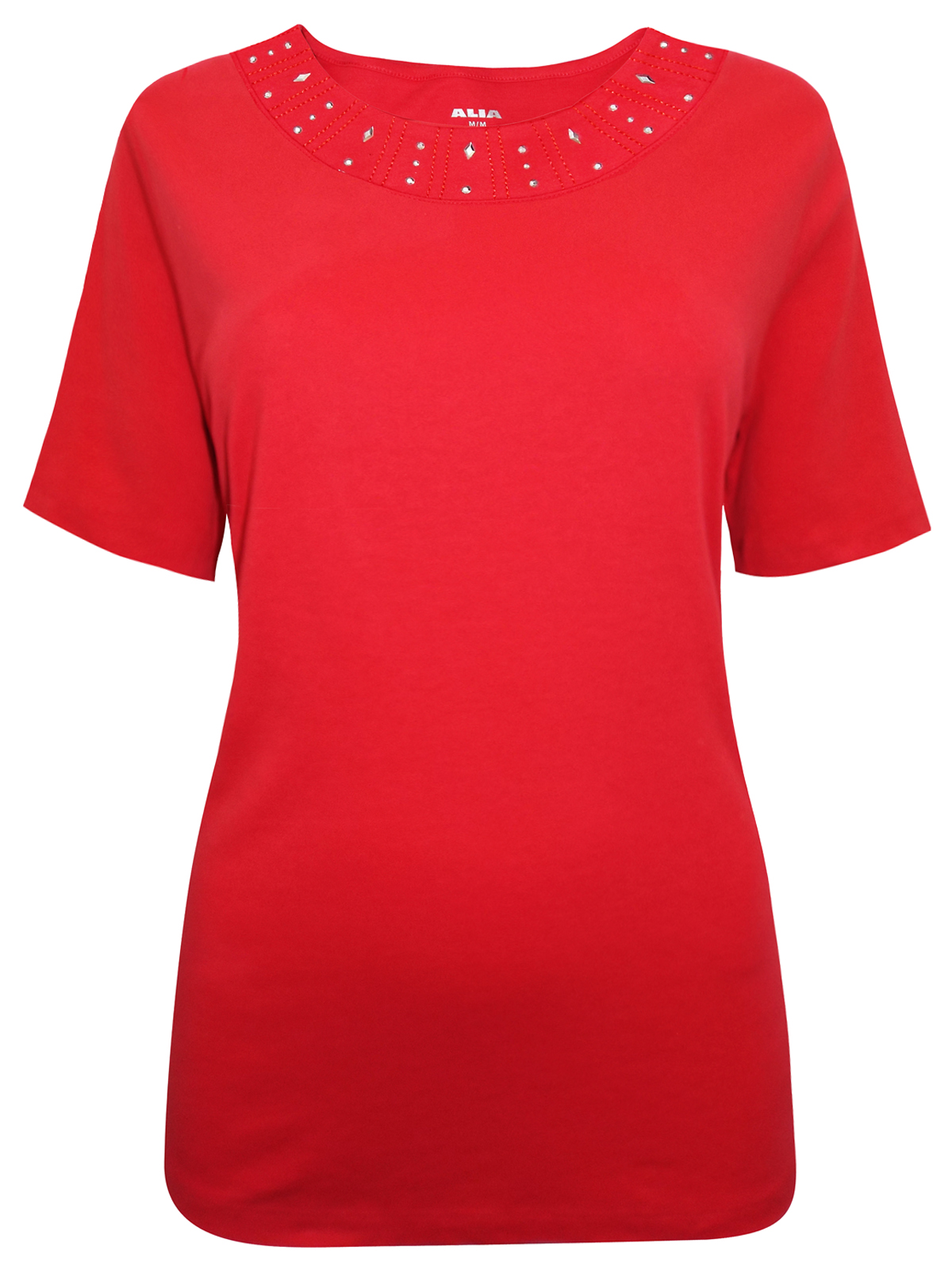 Alia - - Alia RED Cotton Rich Embellished Top - Size 8/10 to 24/26 ...
