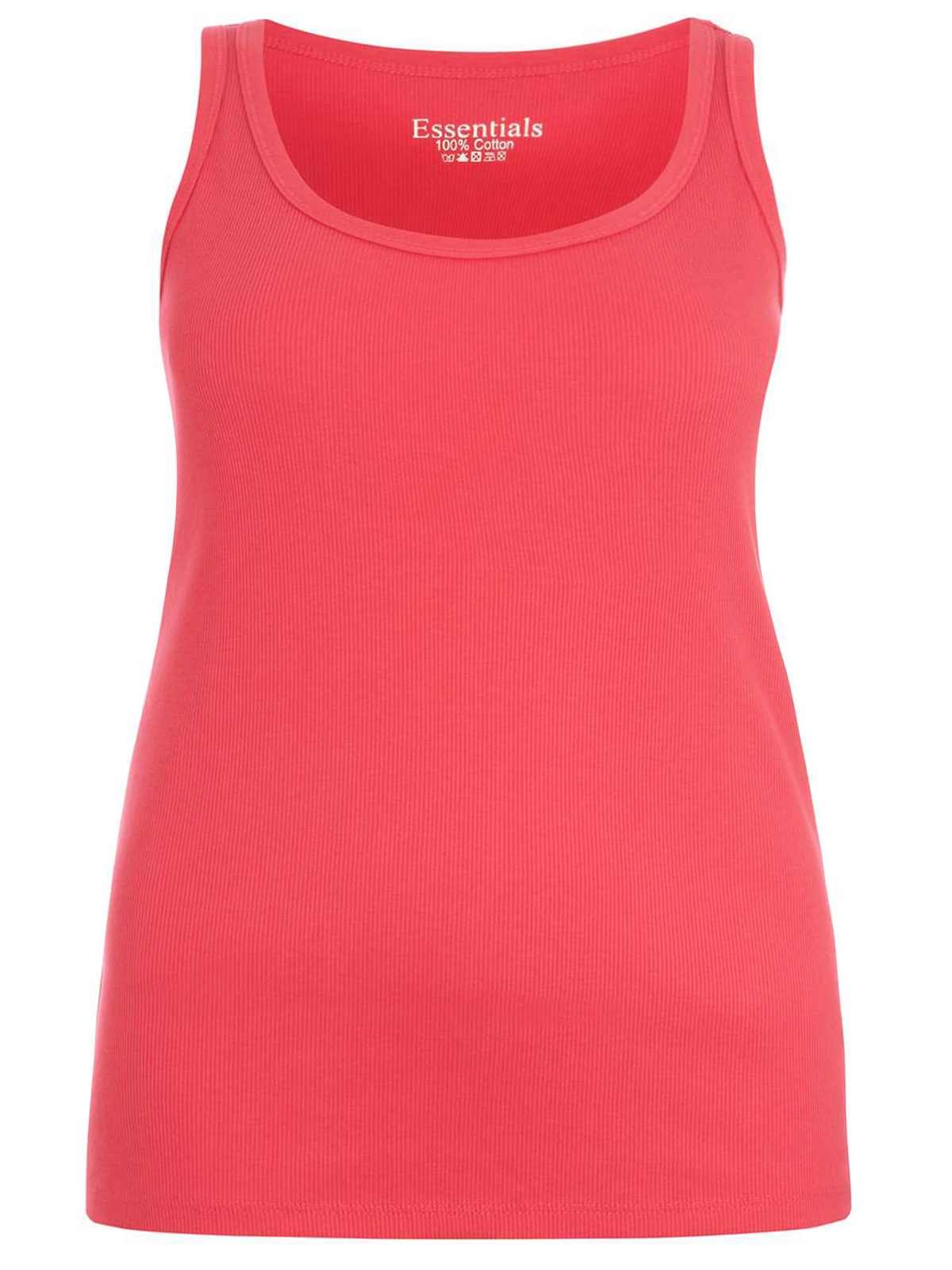 3vans PINK Pure Cotton Ribbed Sleeveless Vest - Plus Size 20 to 26/28