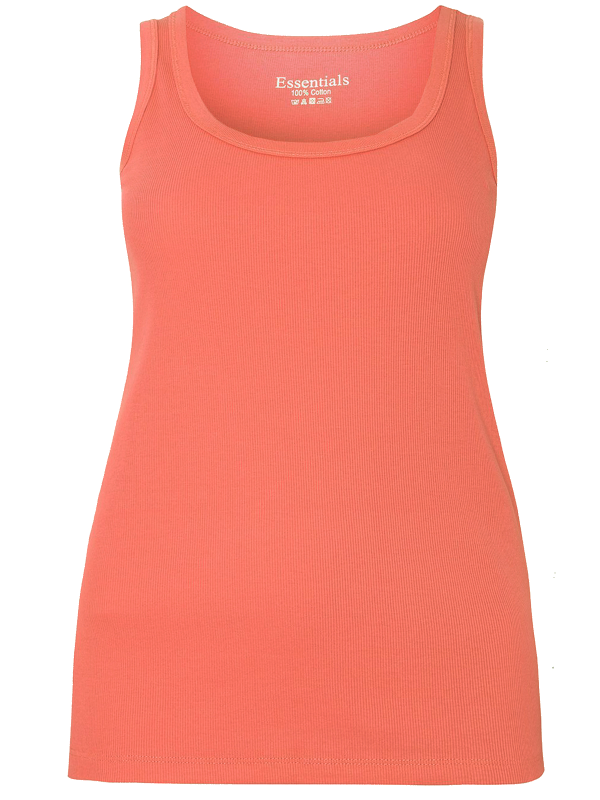 3vans CORAL Pure Cotton Ribbed Sleeveless Vest - Plus Size 22/24 to 26/28