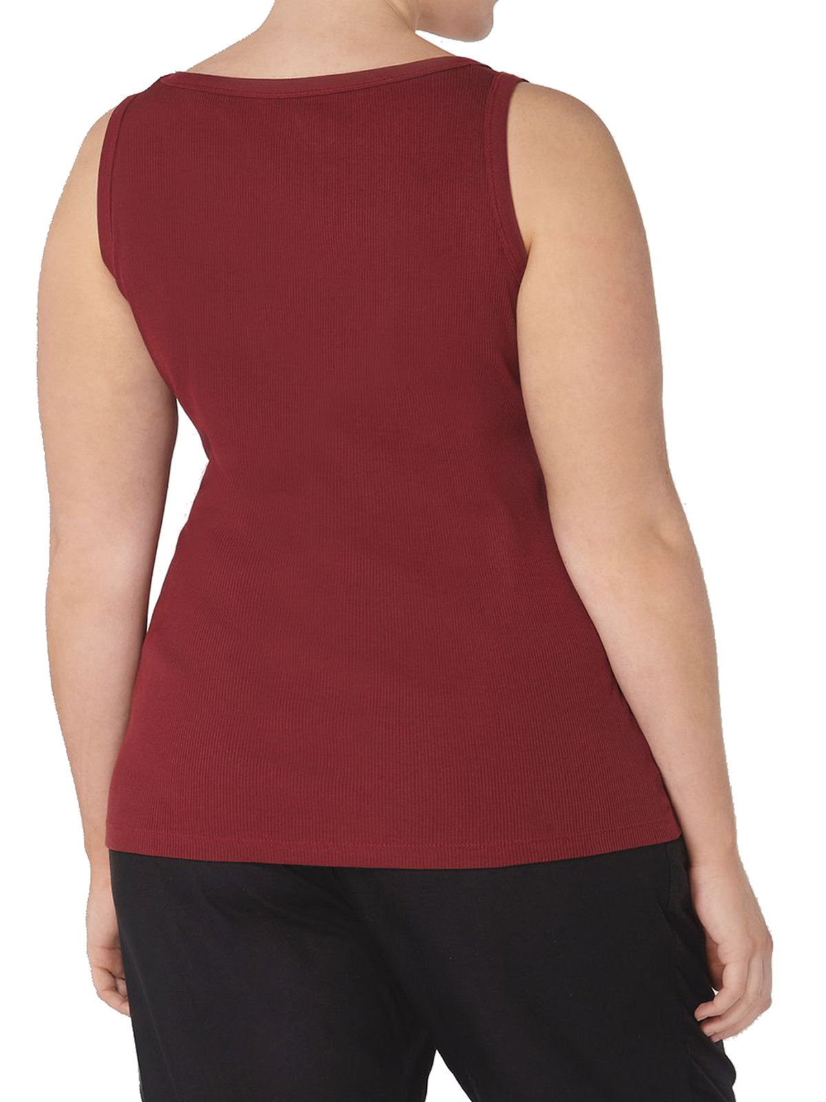 3vans BURGUNDY Pure Cotton Ribbed Sleeveless Vest - Plus Size 14 to 26/28