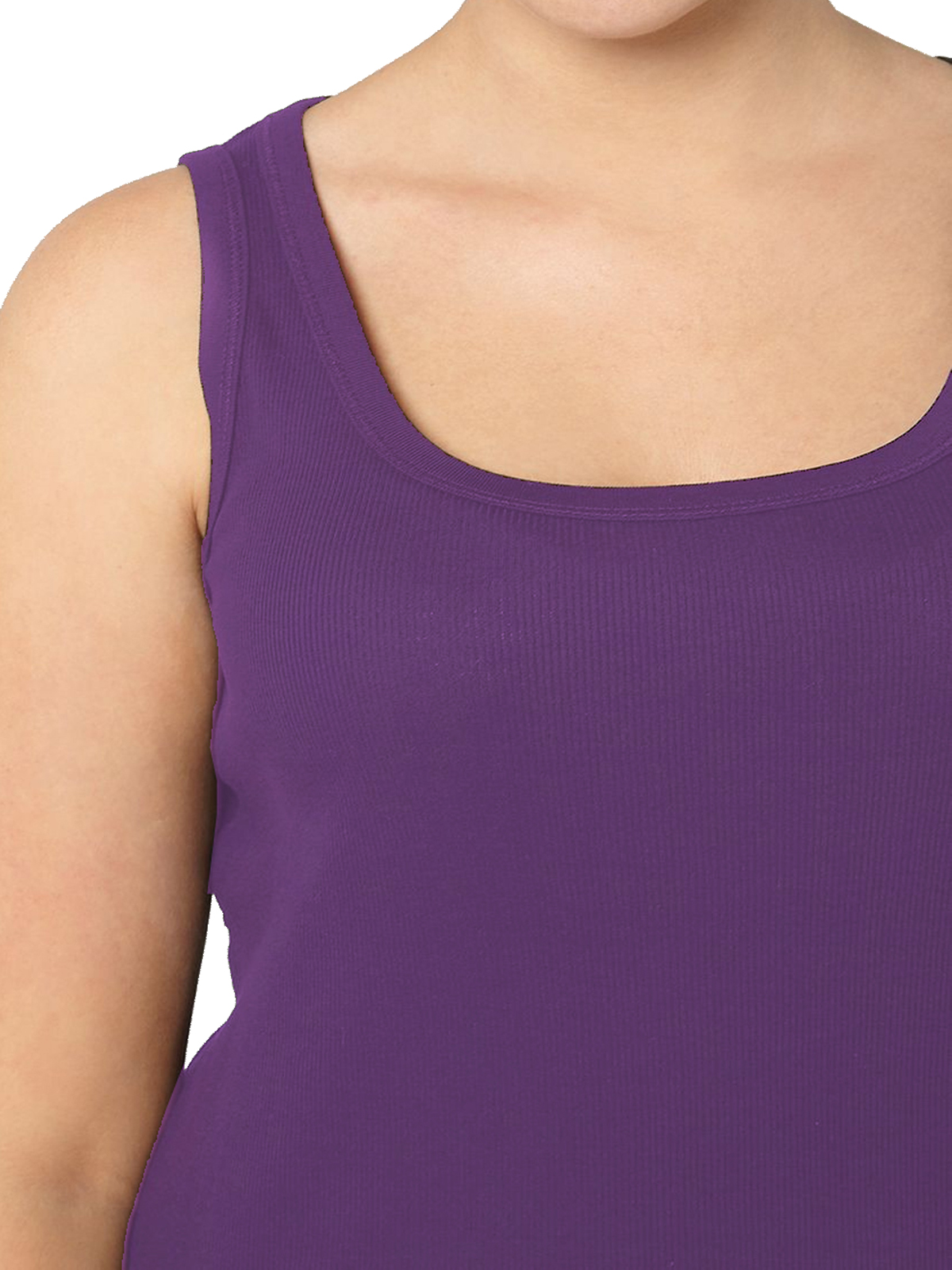3vans Purple Pure Cotton Ribbed Sleeveless Vest Plus Size 14 To 30 32