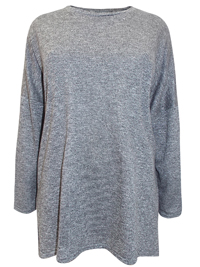 Curve GREY Long Sleeve Dipped Hem Textured Knit Tunic - Plus Size 18 to 30/32 Curve GREY Long Sleeve Dipped Hem Textured Knit Tunic - Plus Size 18 to 30/32