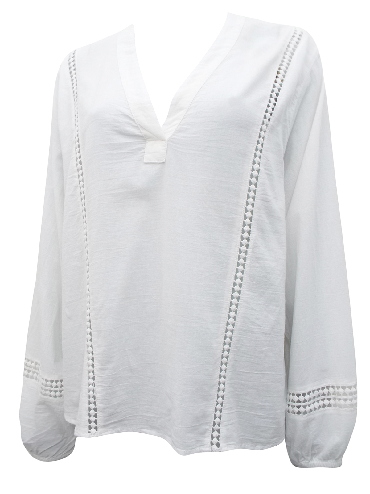 H&M WHITE Embroidered Balloon Sleeve Blouse - Size 6 to 20 (EU 32 to 46)
