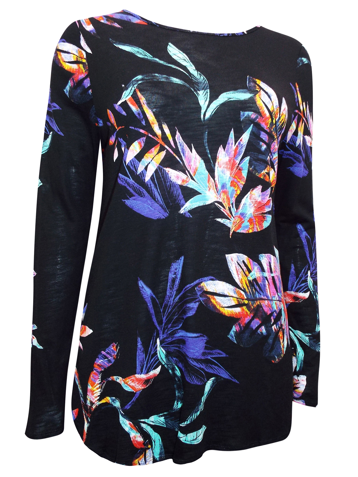 W4llis BLACK Floral Print Dipped Hem Jersey Top Size Small to XLarge