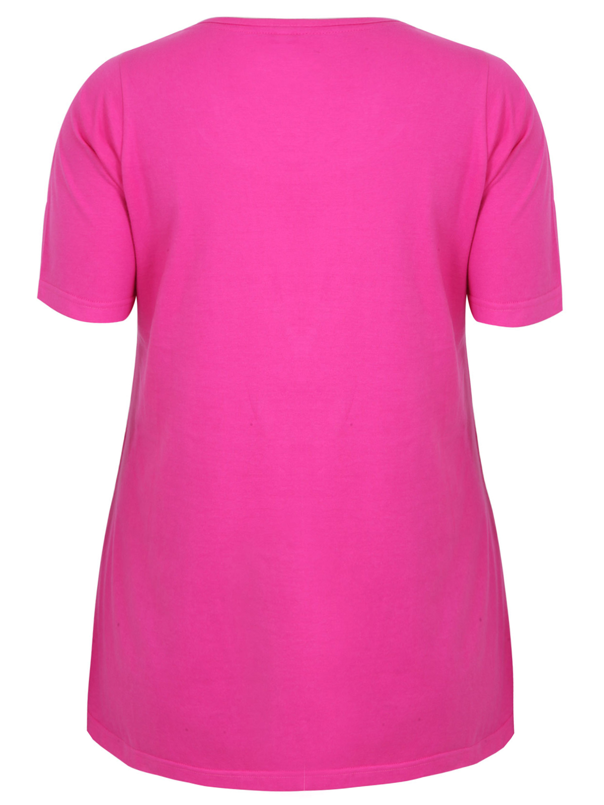 CURVE - - HOT-PINK Short Sleeve Pure Cotton Scoop Neck T-Shirt - Plus ...