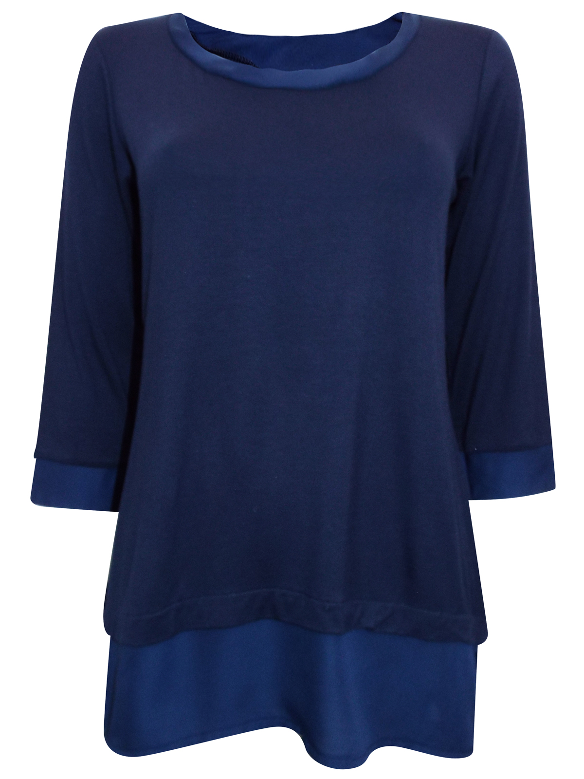 First Avenue NAVY 3/4 Sleeve Chiffon Panel Top - Size 10 to 14