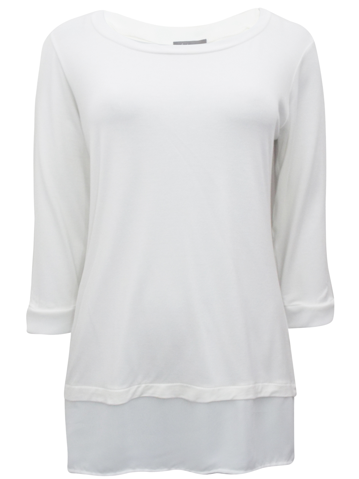 First Avenue CREAM 3/4 Sleeve Chiffon Panel Top - Size 12 to 20