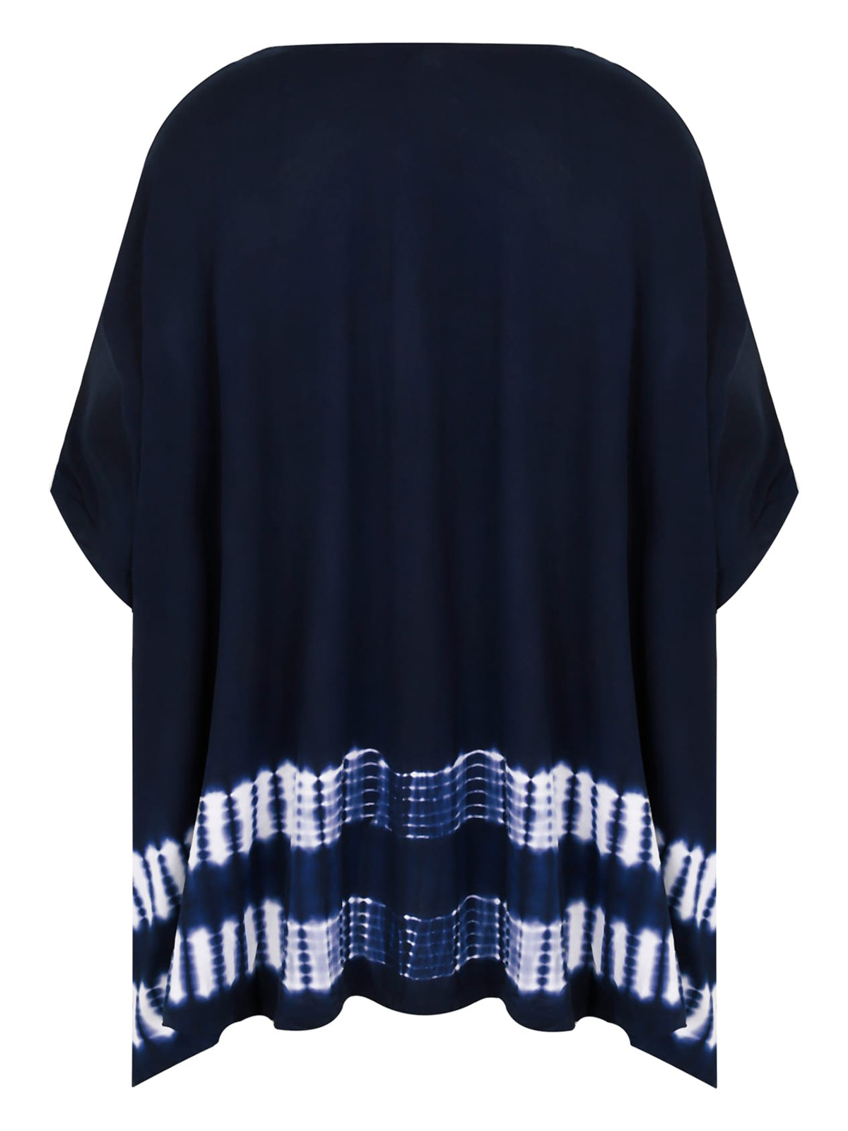 CURVE Y0URS NAVY White TieDye Border GrownOn Sleeve Oversize Top
