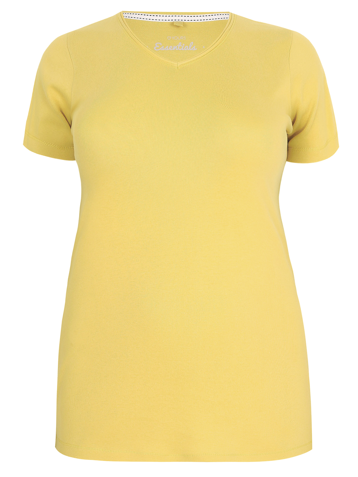 Y0URS - - Yours YELLOW Short Sleeved V-Neck T-Shirt Top - Plus Size 16 ...
