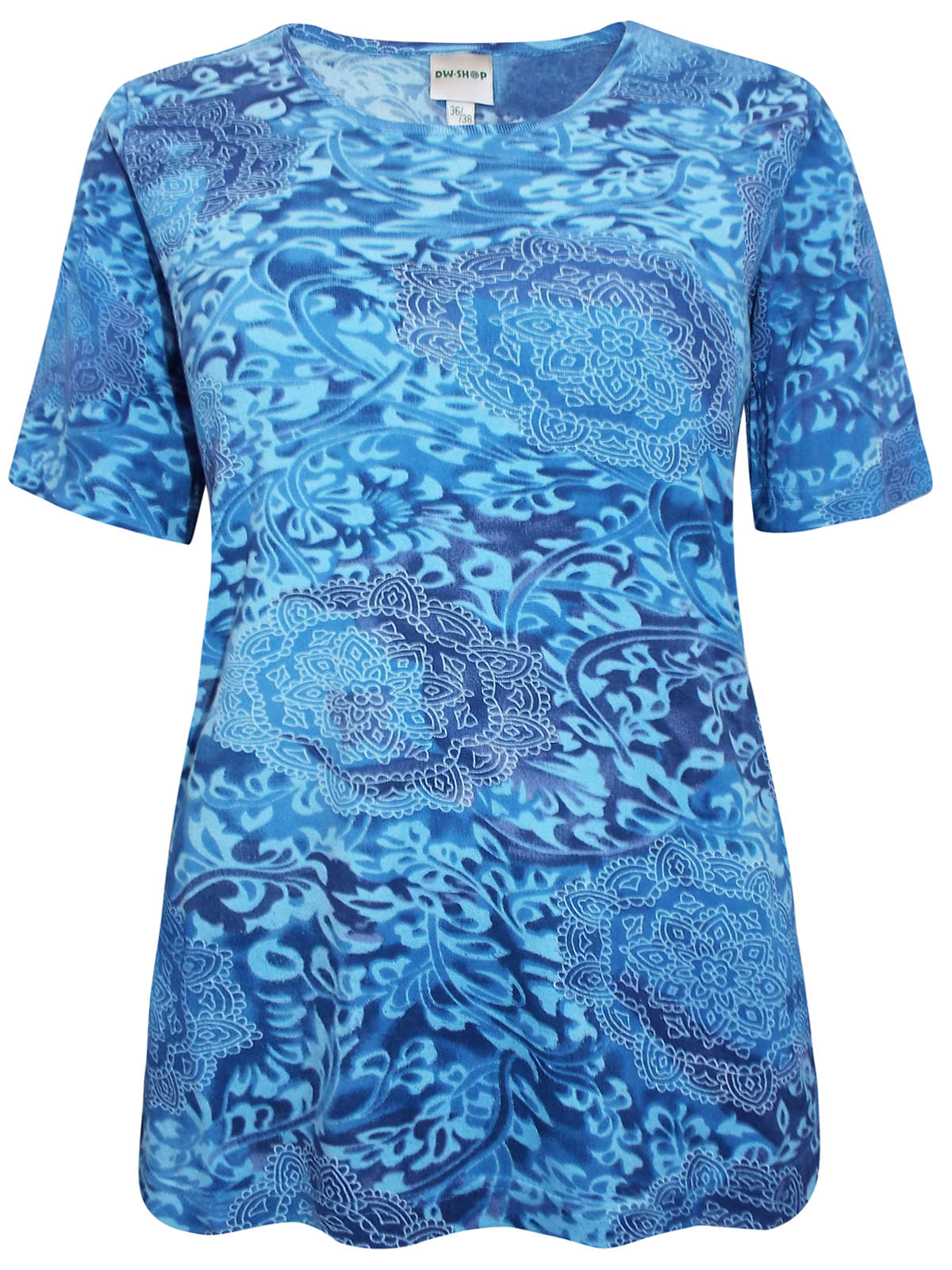 DW Shop - - DW Shop BLUE Pure Cotton Kaleidoscope Print T-Shirt - Size ...
