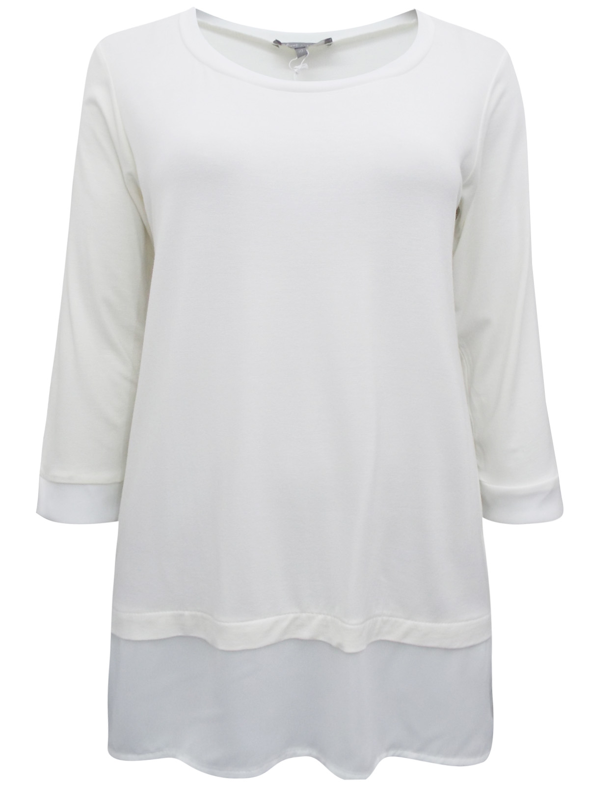 First Avenue CREAM 3/4 Sleeve Chiffon Panel Top - Size 10 to 20